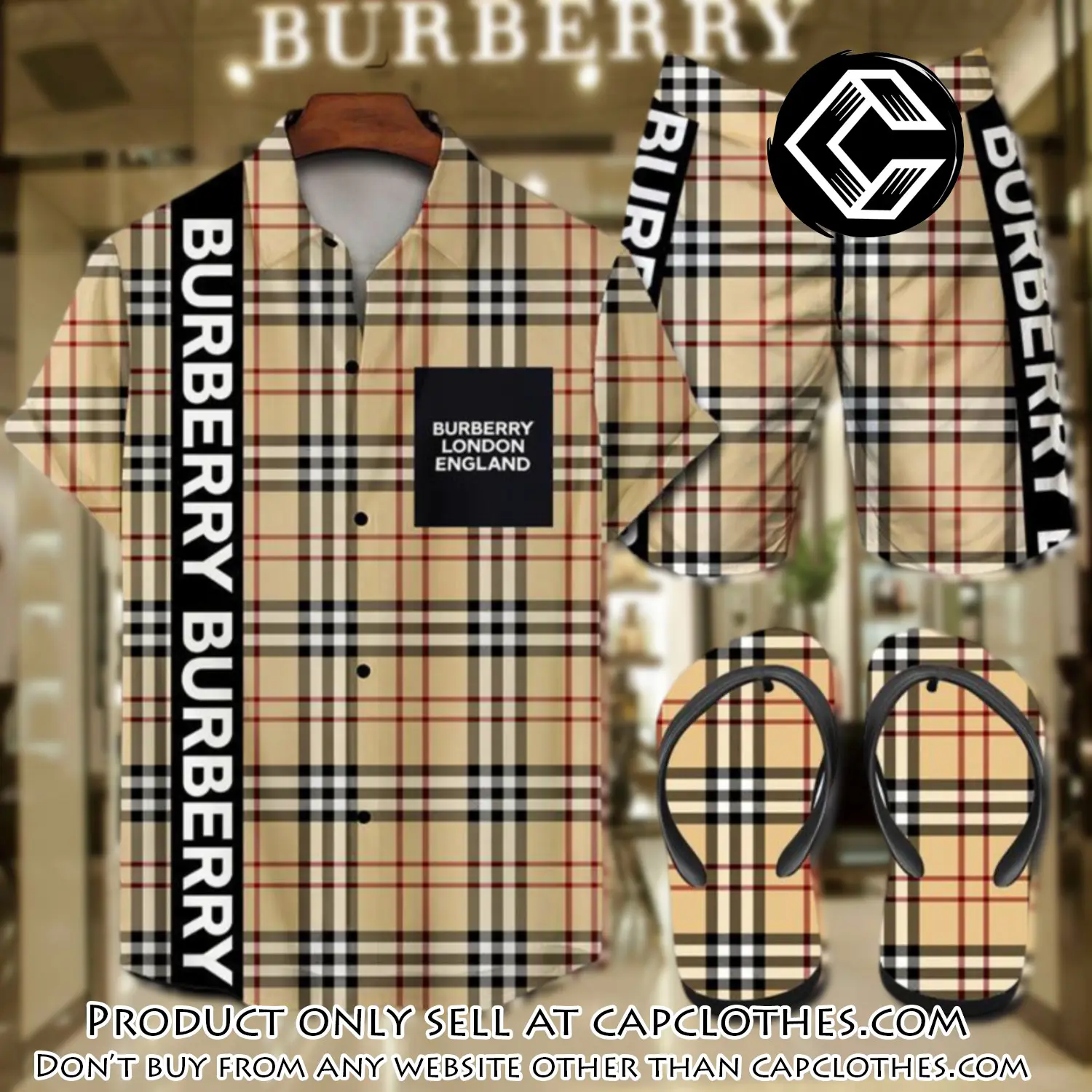 Burberry flip flops and combo hawaii shirt shorts luxury brand summer outfit hsf212 cc5807918